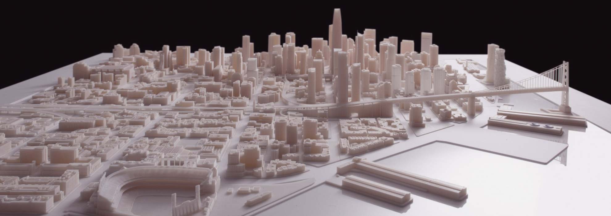 Модель части города напечатанная на 3Д принтере